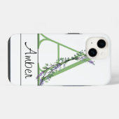 Coque Pour iPhone 14 Monogramme A Lavender Eucalyptus Coque-Mate iPhone (Verso Horizontal)