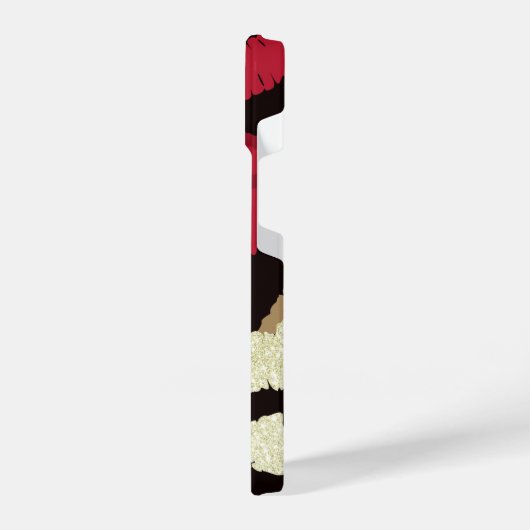 Coque Pour iPhone 14 Monogramme à lèvres rouges sophistiqué (Côté gauche)