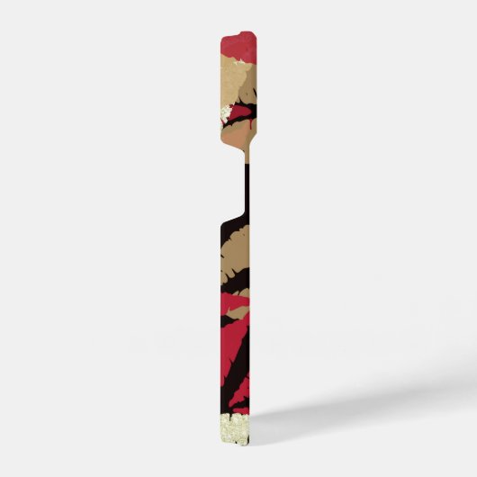 Coque Pour iPhone 14 Monogramme à lèvres rouges sophistiqué (Côté droit)