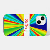 Coque Pour iPhone 14 Monogramme à rayures de moulin à vent arc-en-ciel (Verso Horizontal)