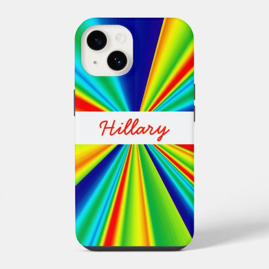 Coque Pour iPhone 14 Monogramme à rayures de moulin à vent arc-en-ciel (Verso)