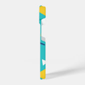 Coque Pour iPhone 14 Monogramme Aqua Blue Memphis (Côté gauche)