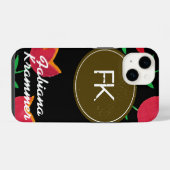 Coque Pour iPhone 14 monogramme avec fleurs (Verso Horizontal)