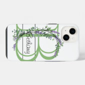 Coque Pour iPhone 14 Monogramme B Lavande Eucalyptus (Verso Horizontal)