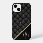 Coque Pour iPhone 14 Monogramme Black Gold Stud (Verso)