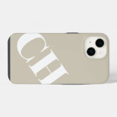 Coque Pour iPhone 14 Monogramme blanc en flocage d'avoine gras moderne (Verso Horizontal)