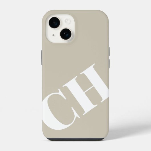 Coque Pour iPhone 14 Monogramme blanc en flocage d'avoine gras moderne (Verso)