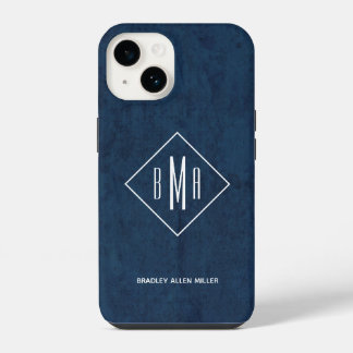 Coque Pour iPhone 14 Monogramme bleu marine