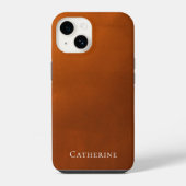 Coque Pour iPhone 14 Monogramme Bohème Simple Orange Brûlé Rustique (Verso)