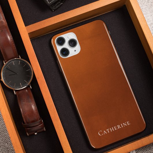 Coque Pour iPhone 14 Monogramme Bohème Simple Orange Brûlé Rustique