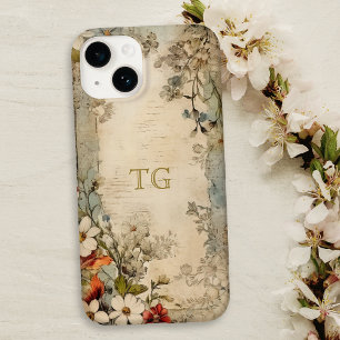 Coque Pour iPhone 14 Monogramme Botanique Artisanal Grunge Vintage