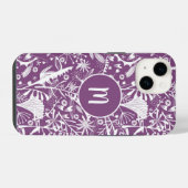 Coque Pour iPhone 14 Monogramme Botanique Violet (Verso Horizontal)