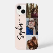 Coque Pour iPhone 14 Monogramme Brush Calligraphie Photo Blush rose (Verso)