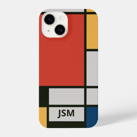 Coque Pour iPhone 14 Monogramme Carré De Stijl Inspiré (Verso)