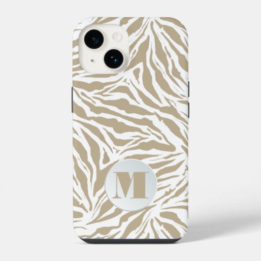 Coque Pour iPhone 14 Monogramme Chic Zèbre (Verso)