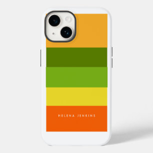 Coque Pour iPhone 14 Monogramme coloré à rayures horizontales et blocs 
