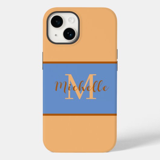 Coque Pour iPhone 14 Monogramme Coque-Mate iPhone 14 coque (Verso)