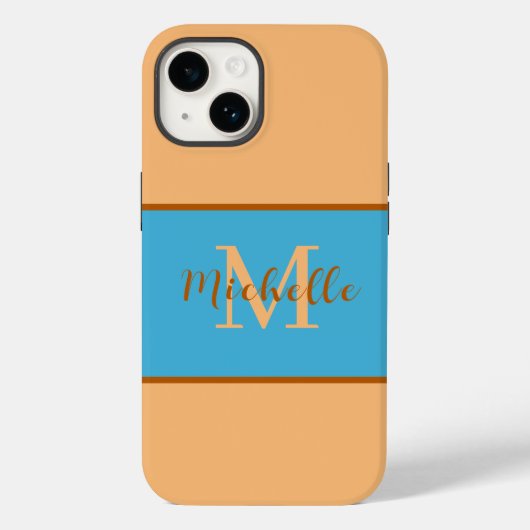 Coque Pour iPhone 14 Monogramme Coque-Mate iPhone 14 coque (Verso)