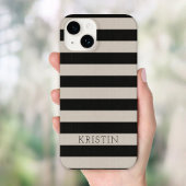 Coque Pour iPhone 14 Monogramme de bandes noires rustiques