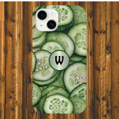 Coque Pour iPhone 14 Monogramme de légume vert Cool as Cucumbers