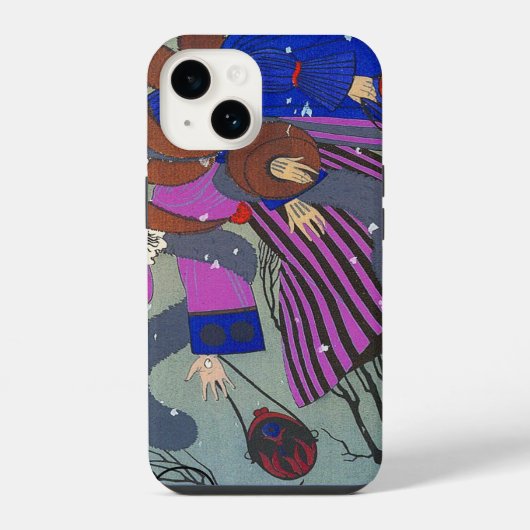 COQUE POUR iPhone 14 MONOGRAMME DE MODE HIVER DE NEIGE ART DÉCO (Verso)