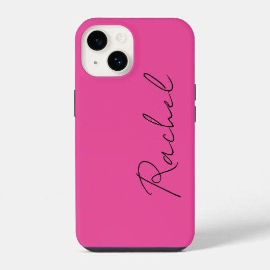 Coque Pour iPhone 14 Monogramme de nom de script rose chaud chic tendan (Verso)