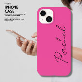 Coque Pour iPhone 14 Monogramme de nom de script rose chaud chic tendan