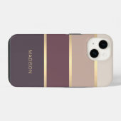 Coque Pour iPhone 14 Monogramme de nom moderne à rayures larges (Verso Horizontal)