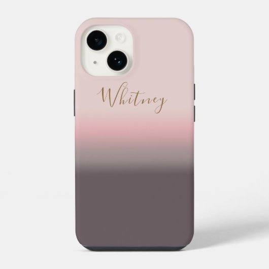 Coque Pour iPhone 14 Monogramme de nom personnalisé moderne rose (Verso)