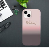Coque Pour iPhone 14 Monogramme de nom personnalisé moderne rose