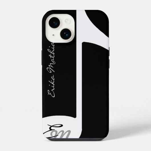 Coque Pour iPhone 14 Monogramme de note de musique (Verso)