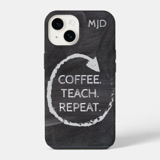 Coque Pour iPhone 14 Monogramme de phrase de tableau noir (Verso)