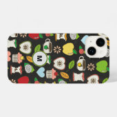 Coque Pour iPhone 14 Monogramme de pommes et de cupcakes (Verso Horizontal)