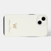 Coque Pour iPhone 14 Monogramme de script ivoire moderne (Verso Horizontal)