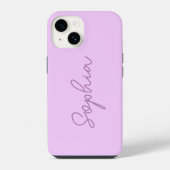 Coque Pour iPhone 14 Monogramme de script lilas élégant simple minimali (Verso)