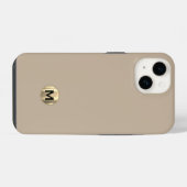Coque Pour iPhone 14 Monogramme d'or brossé beige simple (Verso Horizontal)