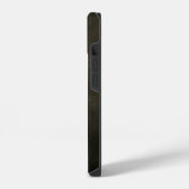 Coque Pour iPhone 14 Monogramme d'or brossé noir moderne (Côté gauche)