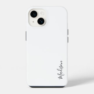 Coque Pour iPhone 14 Monogramme élégant Moderne Minimaliste Blanc Scrip