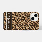 Coque Pour iPhone 14 Monogramme Empreinte de léopard Brown (Verso Horizontal)