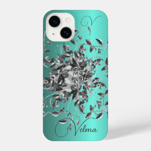 Coque Pour iPhone 14 Monogramme féminin Élégant Script Vines Samsung & (Verso)