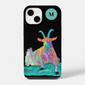 Coque Pour iPhone 14 Monogramme Initial de Chèvre Criant Drôle (Verso)
