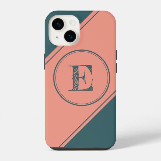 Coque Pour iPhone 14 Monogramme Initial Géométrique Cercle Rectangle (Verso)