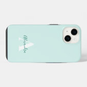 Coque Pour iPhone 14 Monogramme Initial Moderne Vert Menthe (Verso Horizontal)