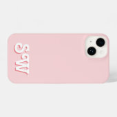 Coque Pour iPhone 14 Monogramme initial rétro rose minimal (Verso Horizontal)