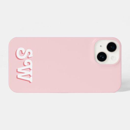 Coque Pour iPhone 14 Monogramme initial rétro rose minimal (Verso Horizontal)