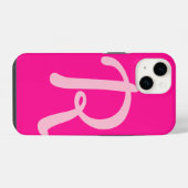 Coque Pour iPhone 14 Monogramme Initial Rose Chaud (Verso Horizontal)