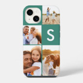 Coque Pour iPhone 14 Monogramme initial vert brillant (Verso)
