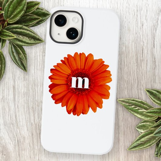 Coque Pour iPhone 14 Monogramme Initiale Gerbera Daisy