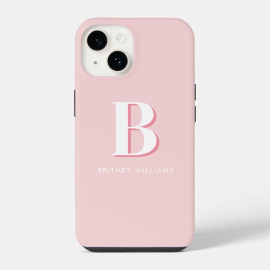 Coque Pour iPhone 14 Monogramme Initiale Lettre Rose Simple (Verso)