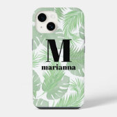 Coque Pour iPhone 14 Monogramme Initiales Élégantes Feuilles de Palmier (Verso)